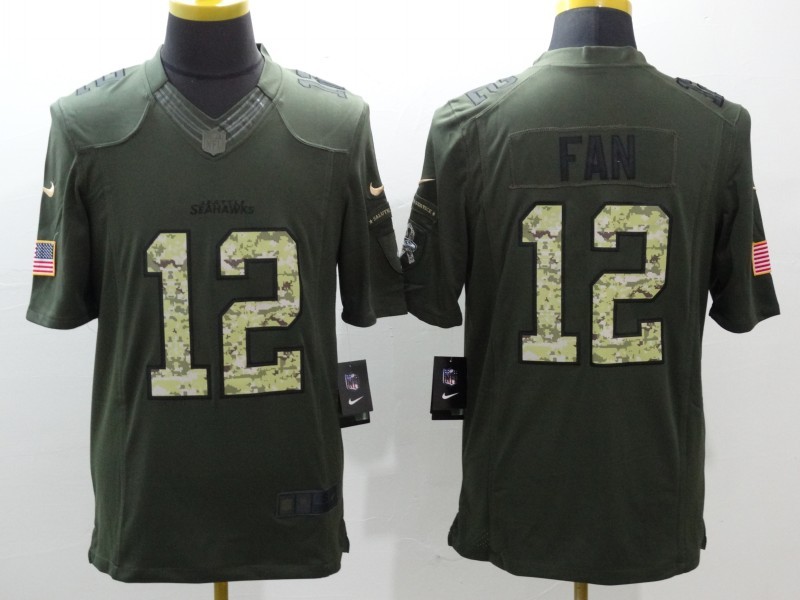 Men's Seattle Seahawks 12th Fan Army Green Jersey